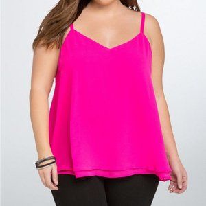 Torrid Size 0 - Double Layered Chiffon Cami - Neon Fuchsia